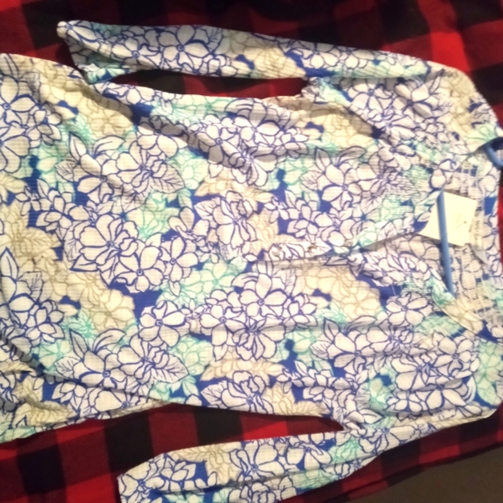 Blue and White Floral Blouse